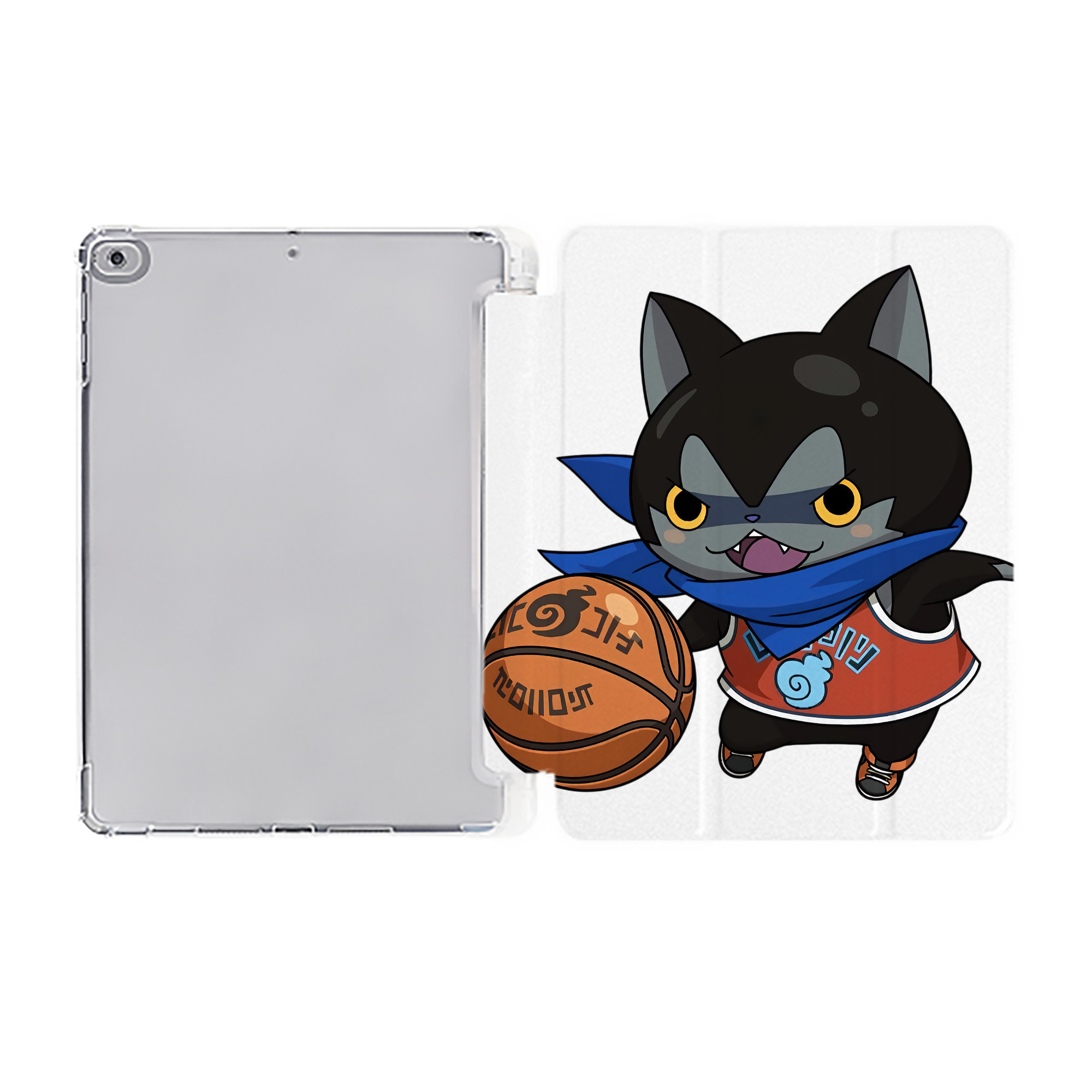 （画像用） 妖怪ウォッチ Yo-kai Watch IPad ケース ペン収納付き 三つ折りスタンド PUレザー×シリコン 対応機種9.5/10.5/10.9インチ